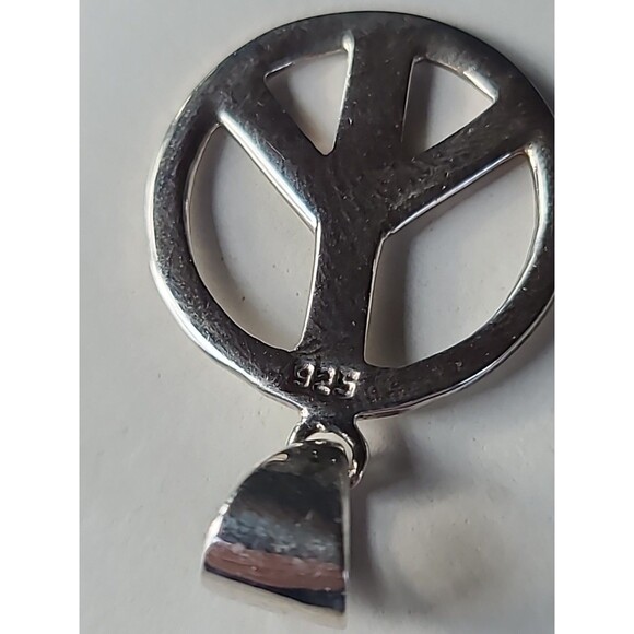925 Sterling Silver Peace Sign Pendant Vintage - Picture 7 of 10